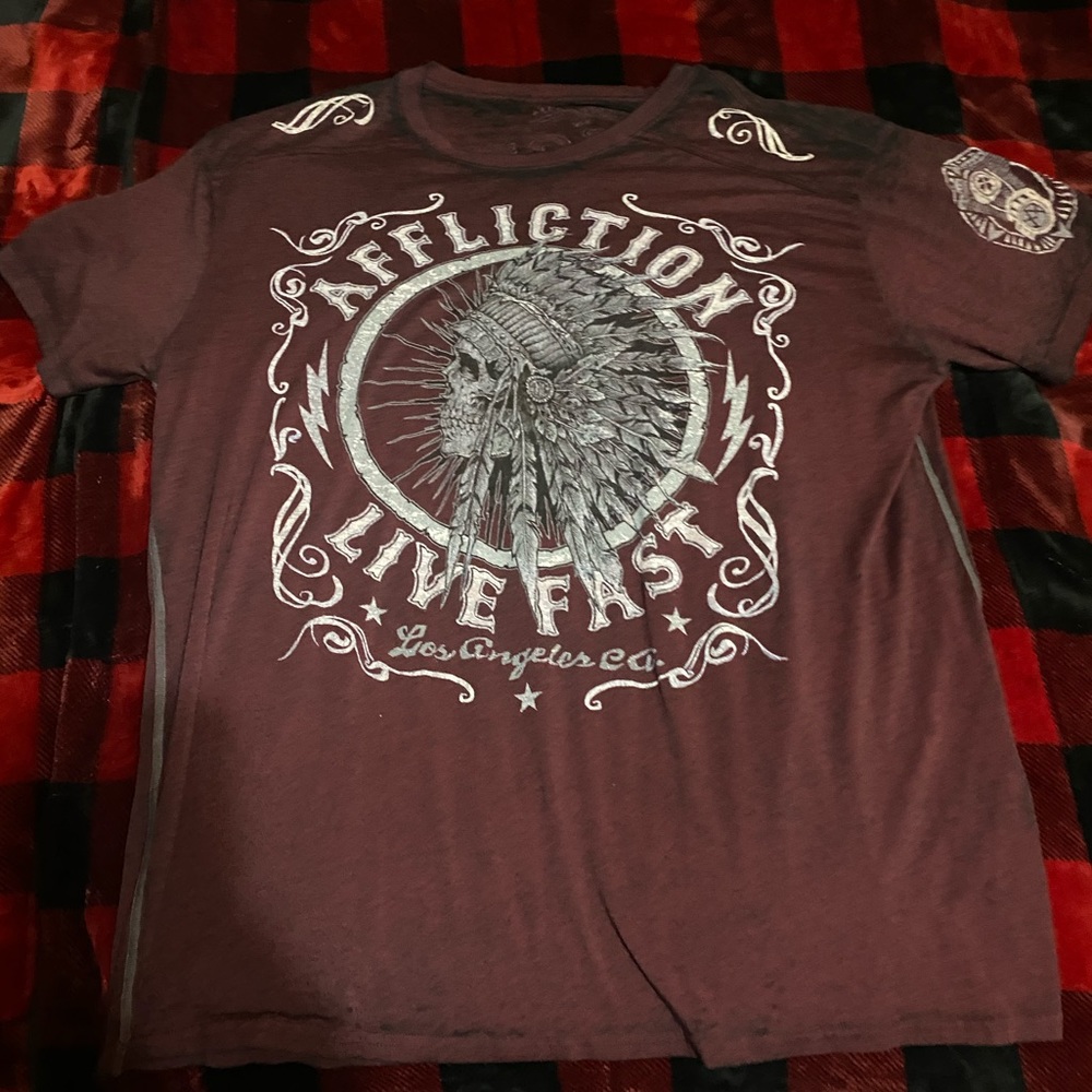 Maroon Affliction mens 3XL shirt